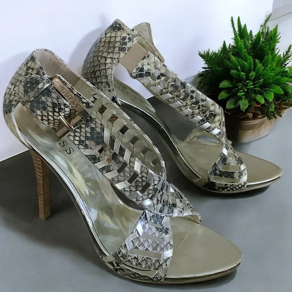 Guess Women’s Rianne Python Print Sandals - Picture 5 of 16